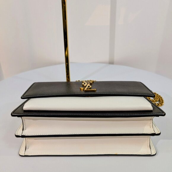 Yves Saint Laurent (YSL) Sunset Black and White Calfskin Shoulder Bag - Picture 9 of 16